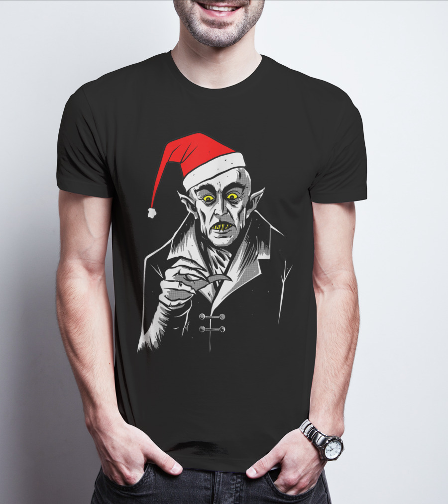 Nosferatu Vampire Santa Christmas Clause T-Shirt