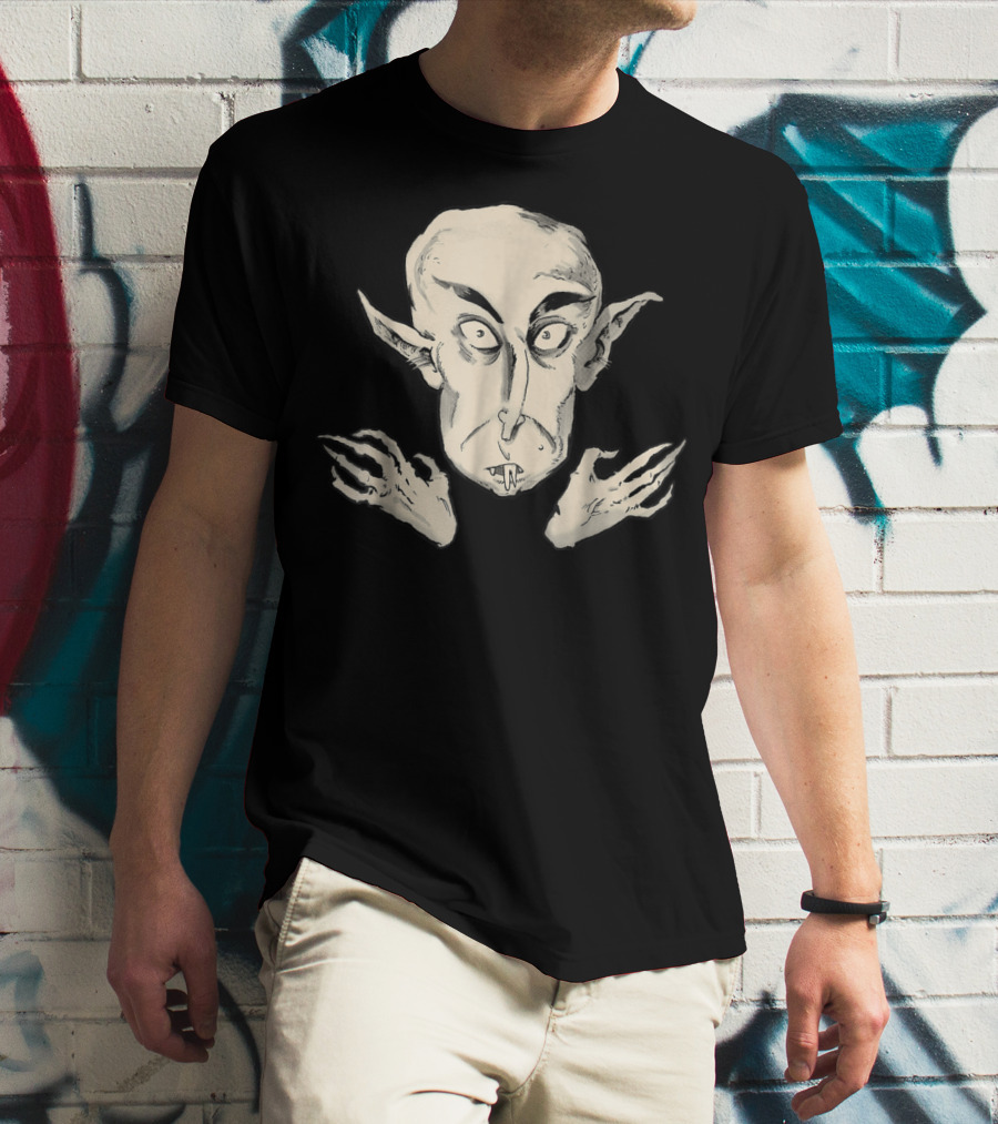 Nosferatu The Vampyre Creepy Classic Vampire Illustration Face And Claws T-Shirt