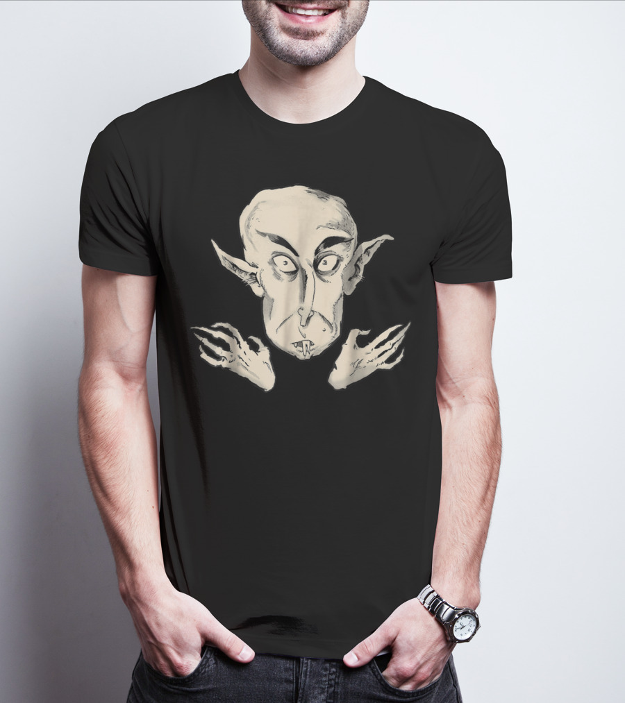 Nosferatu The Vampyre Creepy Classic Vampire Illustration Face And Claws T-Shirt
