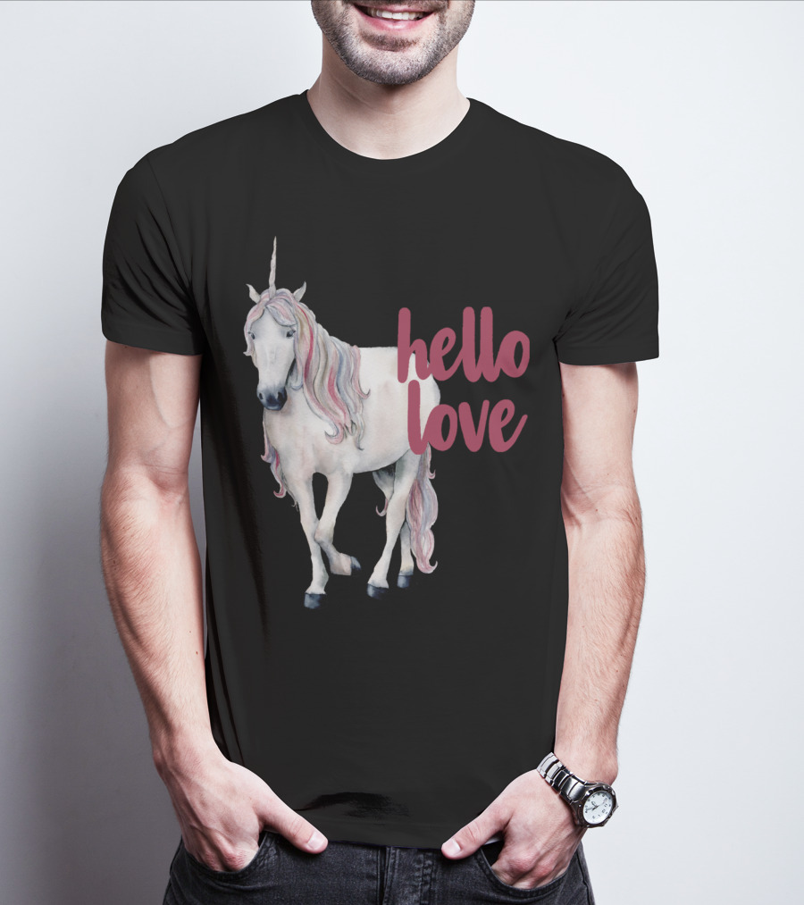 Hello Love Unicorn Funny Magical Animal T-Shirt