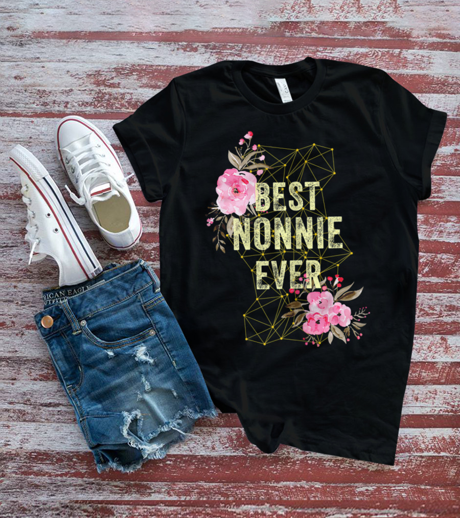 Best Nonnie Ever Floral Design Mothers T-Shirt
