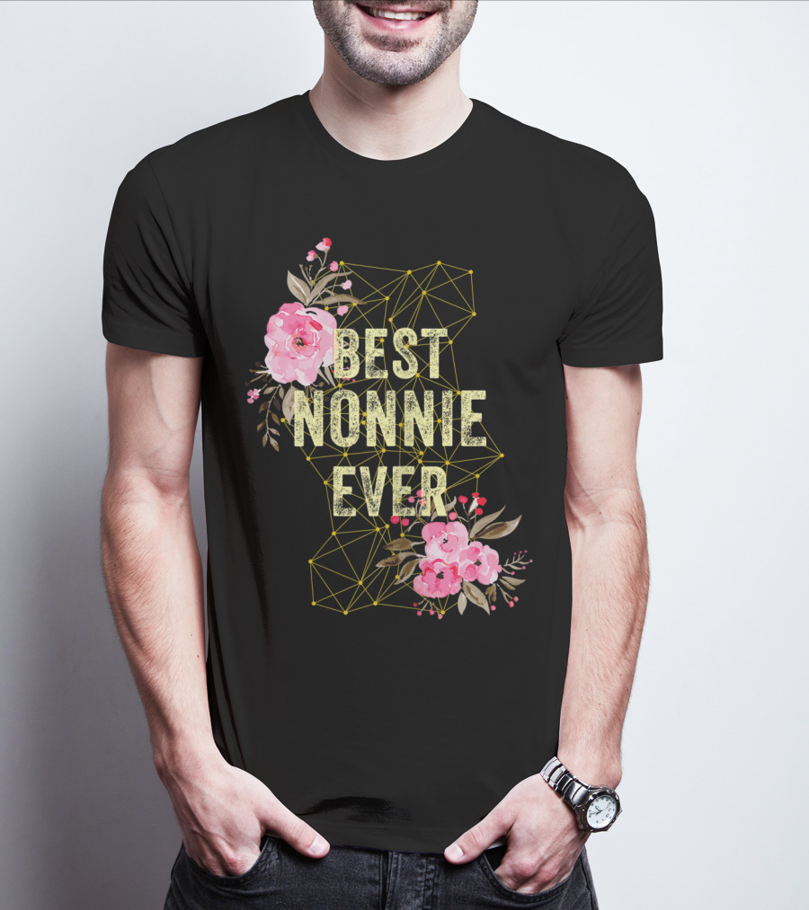 Best Nonnie Ever Floral Design Mothers T-Shirt