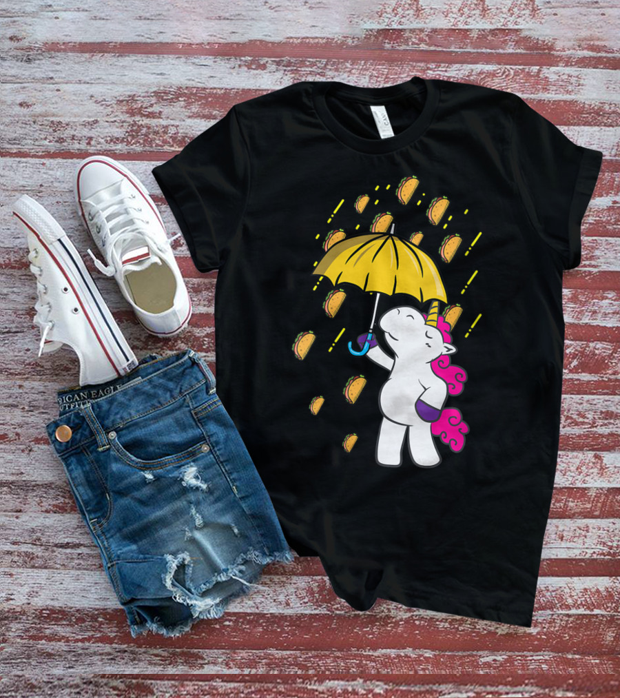 It's Raining Tacos Funny Unicorn Tacos Umbrella T-Shirt