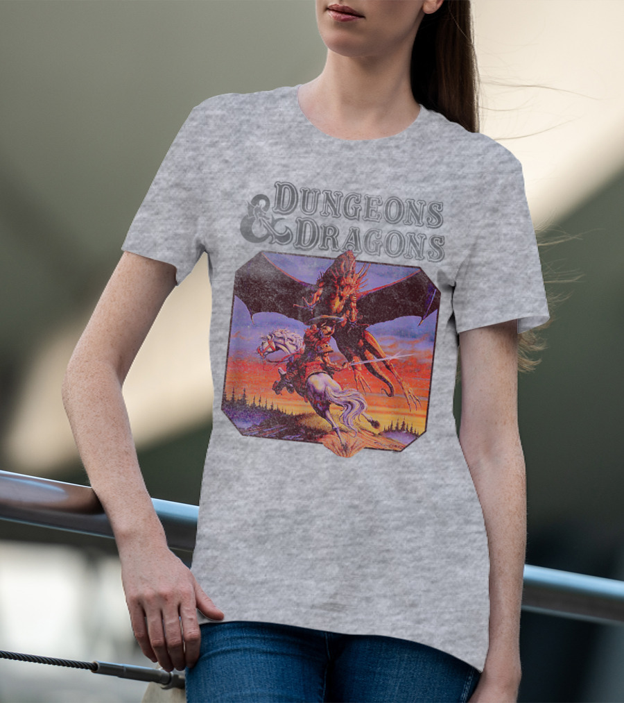 Dungeons And Dragons Classic Expert Rules Knight With Dragon T-Shirt