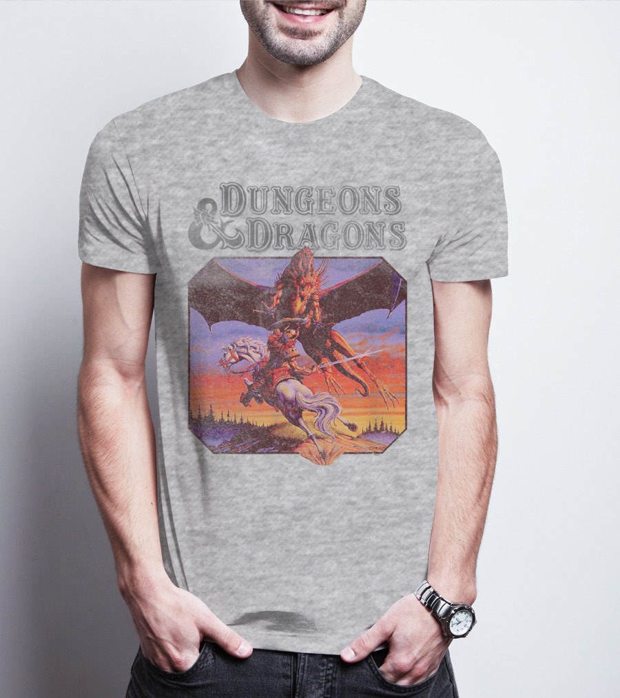 Dungeons And Dragons Classic Expert Rules Knight With Dragon T-Shirt
