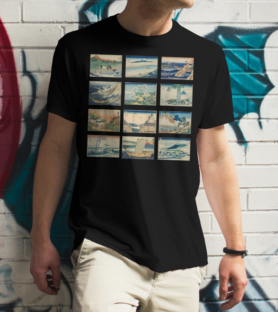 Famous Vintage Japanese Classics Ukiyo-e Wave And Mount Fuji T-Shirt