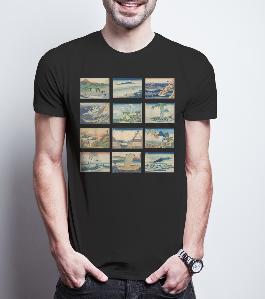 Famous Vintage Japanese Classics Ukiyo-e Wave And Mount Fuji T-Shirt