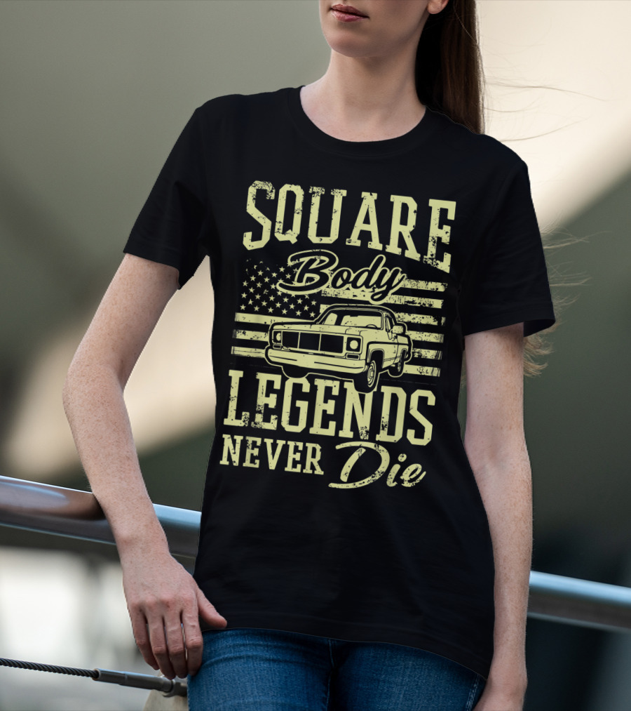 SQUARE Body Legends Never Die American Flag Classic Truck T-Shirt