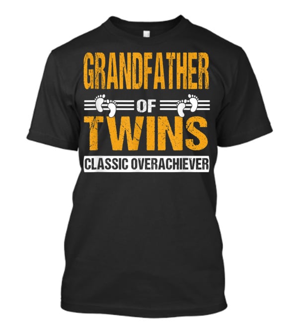 Grandfather Of Twins Classic Overachiever Footprints T-Shirt