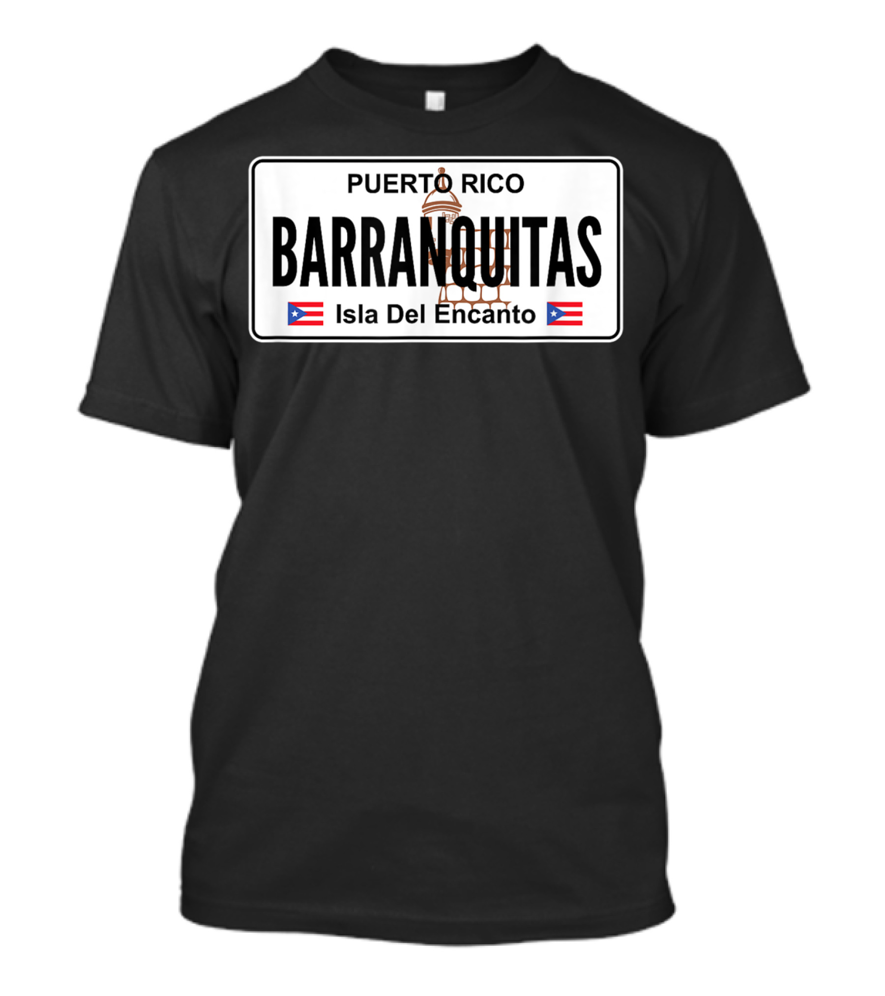 Puerto Rico Barranquitas Isla Del Encanto License Plate T-Shirt