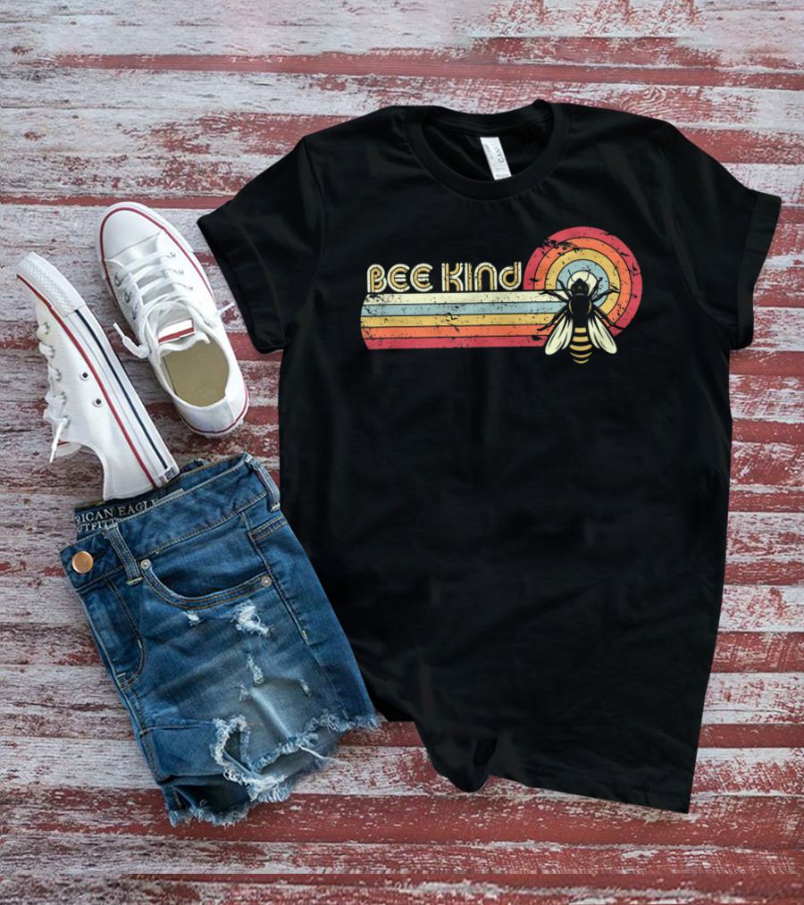 Bee Kind Retro Striped Bee T-Shirt