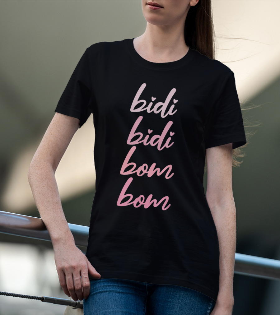 Bidi Bidi Bom Bom Latina Mexican Spanish Cumbia Heart Script T-Shirt