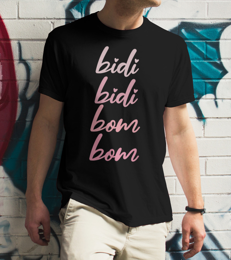 Bidi Bidi Bom Bom Latina Mexican Spanish Cumbia Heart Script T-Shirt