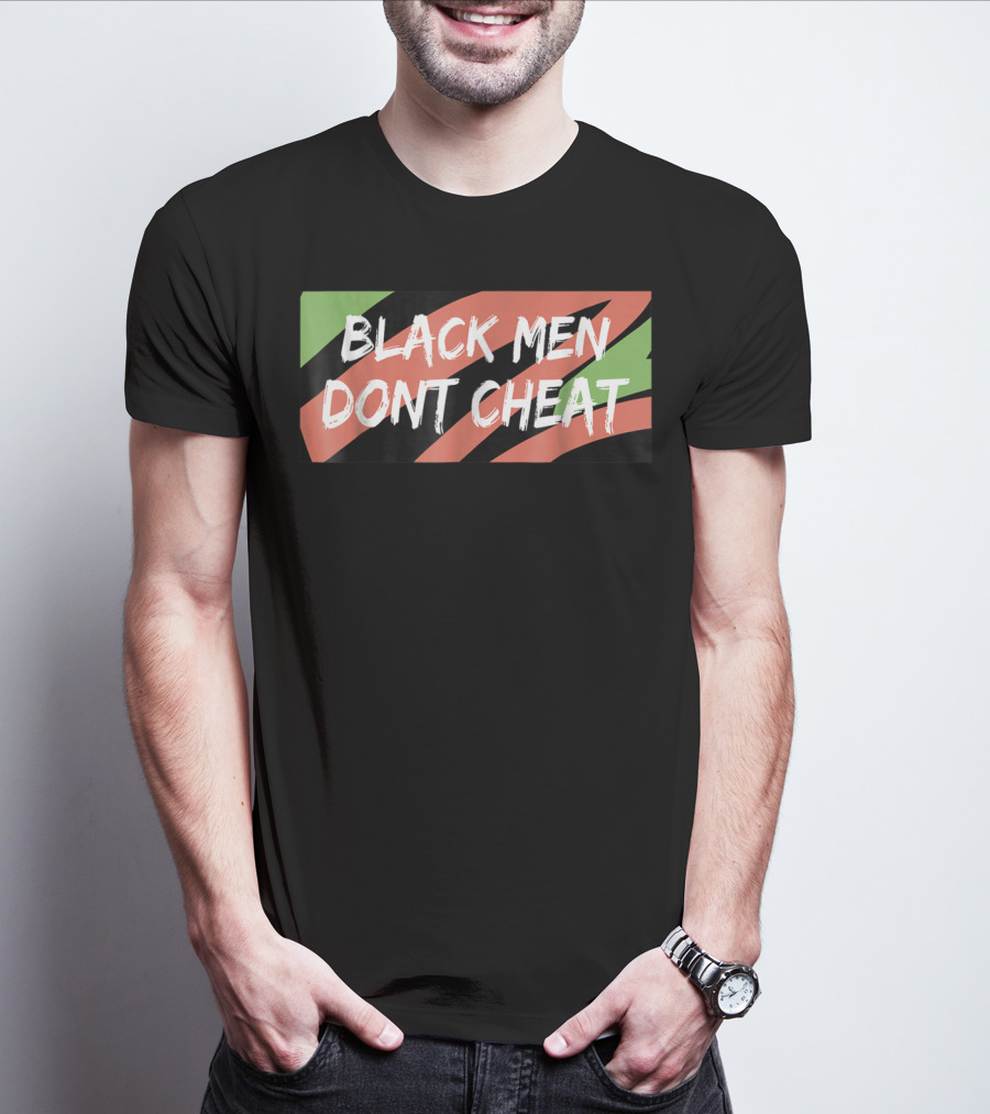 BLACK MEN DONT CHEAT Black Red Green Stripes T-Shirt