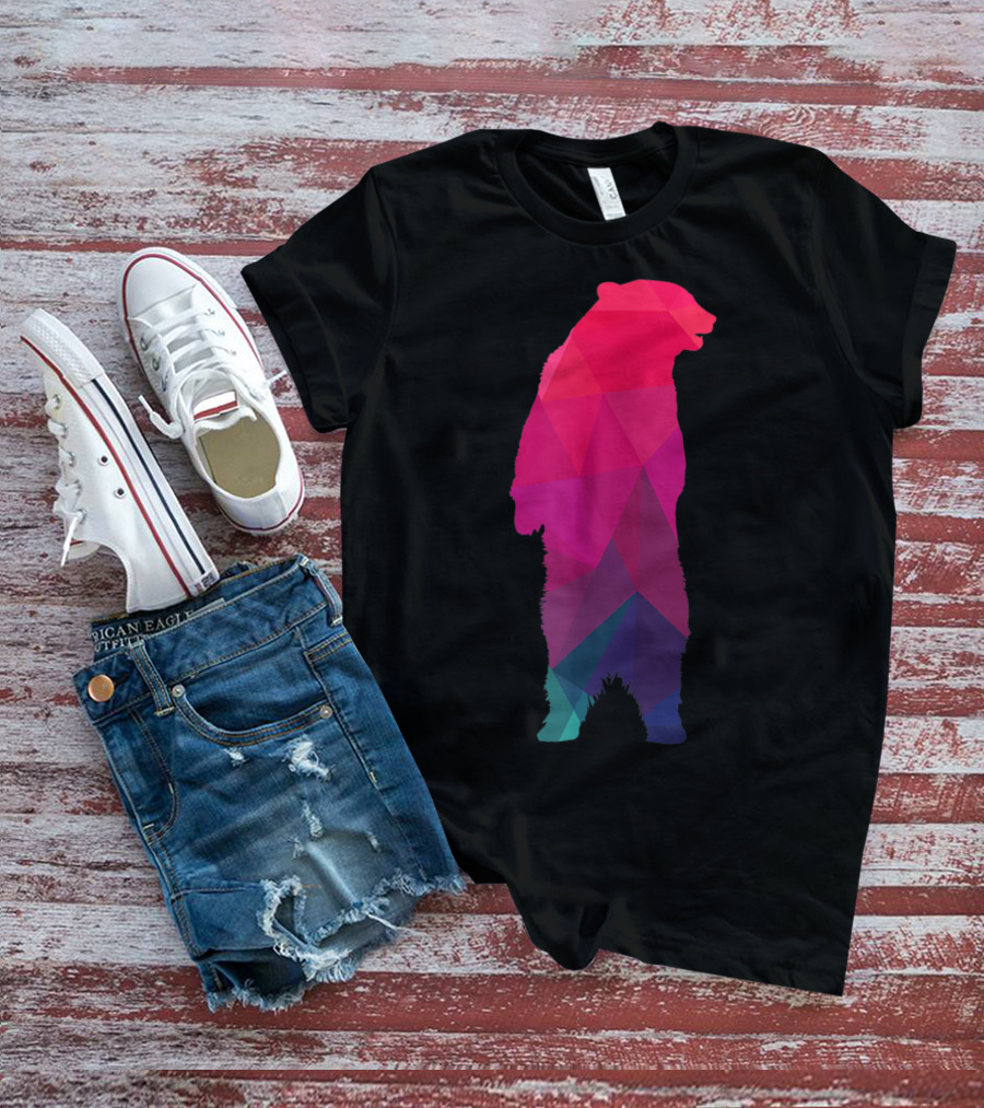 Colorful Geometric Pattern Fractal Bear T-Shirt