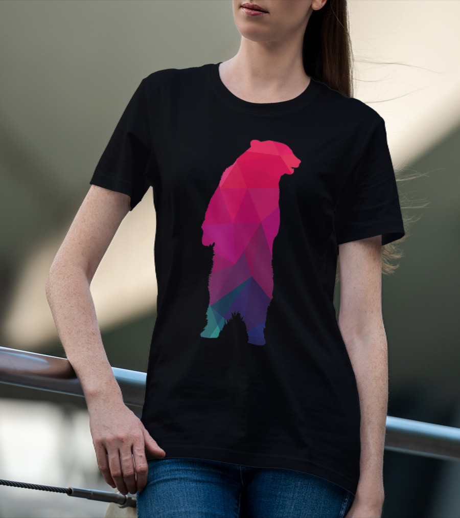 Colorful Geometric Pattern Fractal Bear T-Shirt