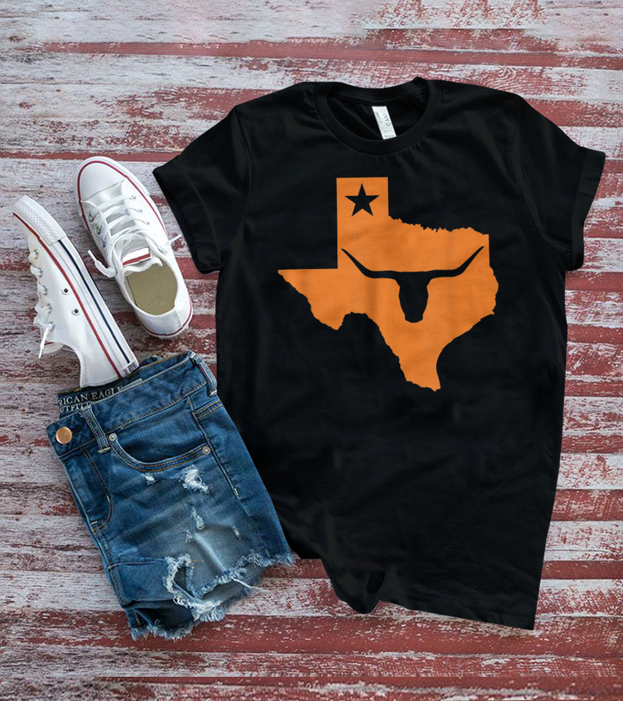 Texas Longhorn Bull Orange State Star T-Shirt