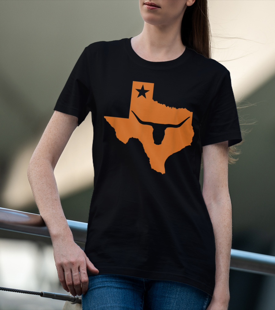 Texas Longhorn Bull Orange State Star T-Shirt