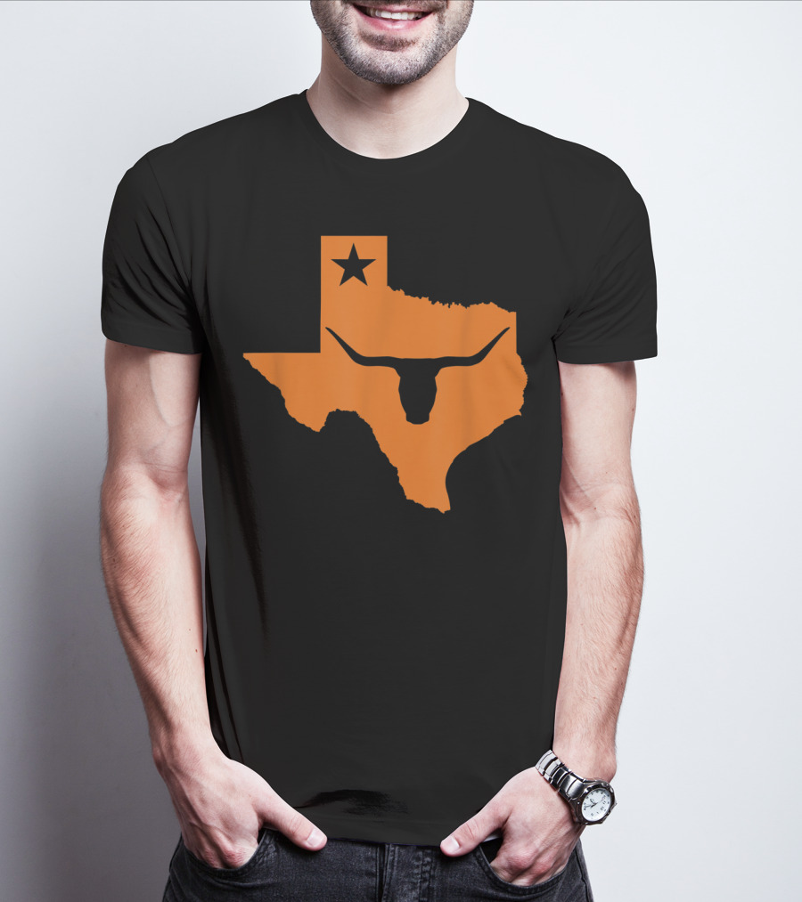 Texas Longhorn Bull Orange State Star T-Shirt