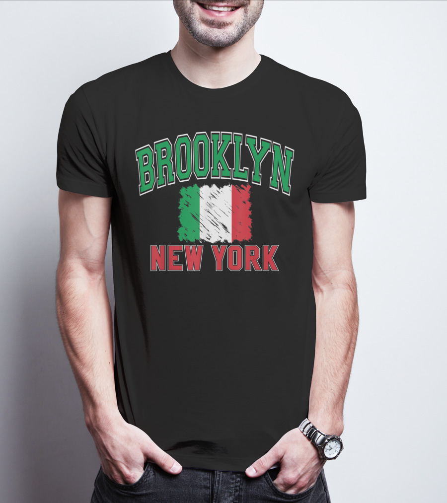 BROOKLYN NEW YORK ITALIAN FLAG VARSITY T-Shirt
