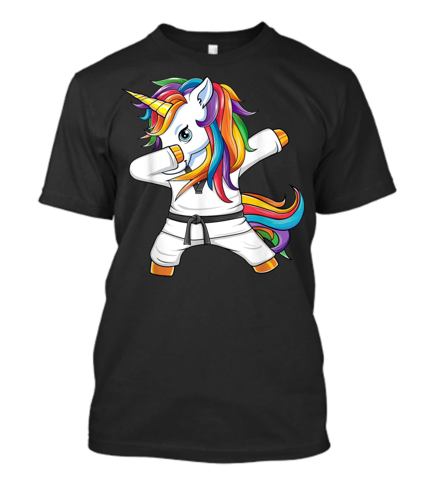 Dabbing Unicorn Karate Taekwondo Kids Girl Rainbow Martial Arts T-Shirt