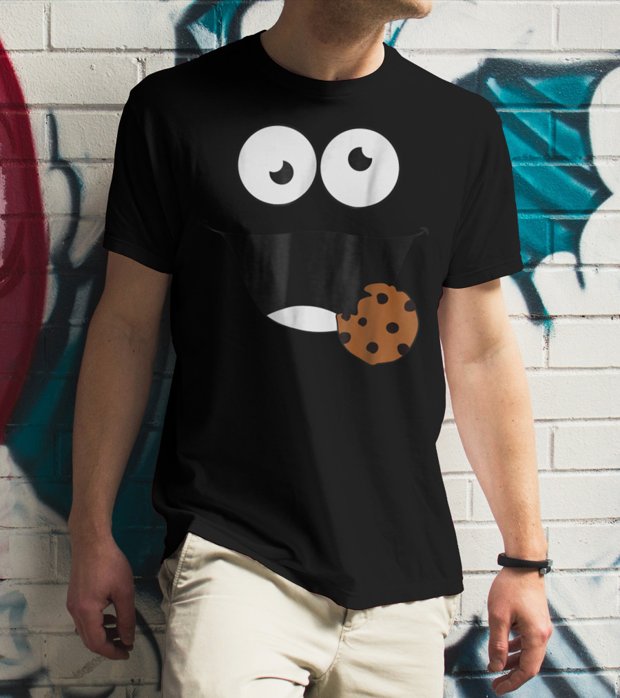 Cute Monster Cookie Funny Face Eating Cookie T-Shirt