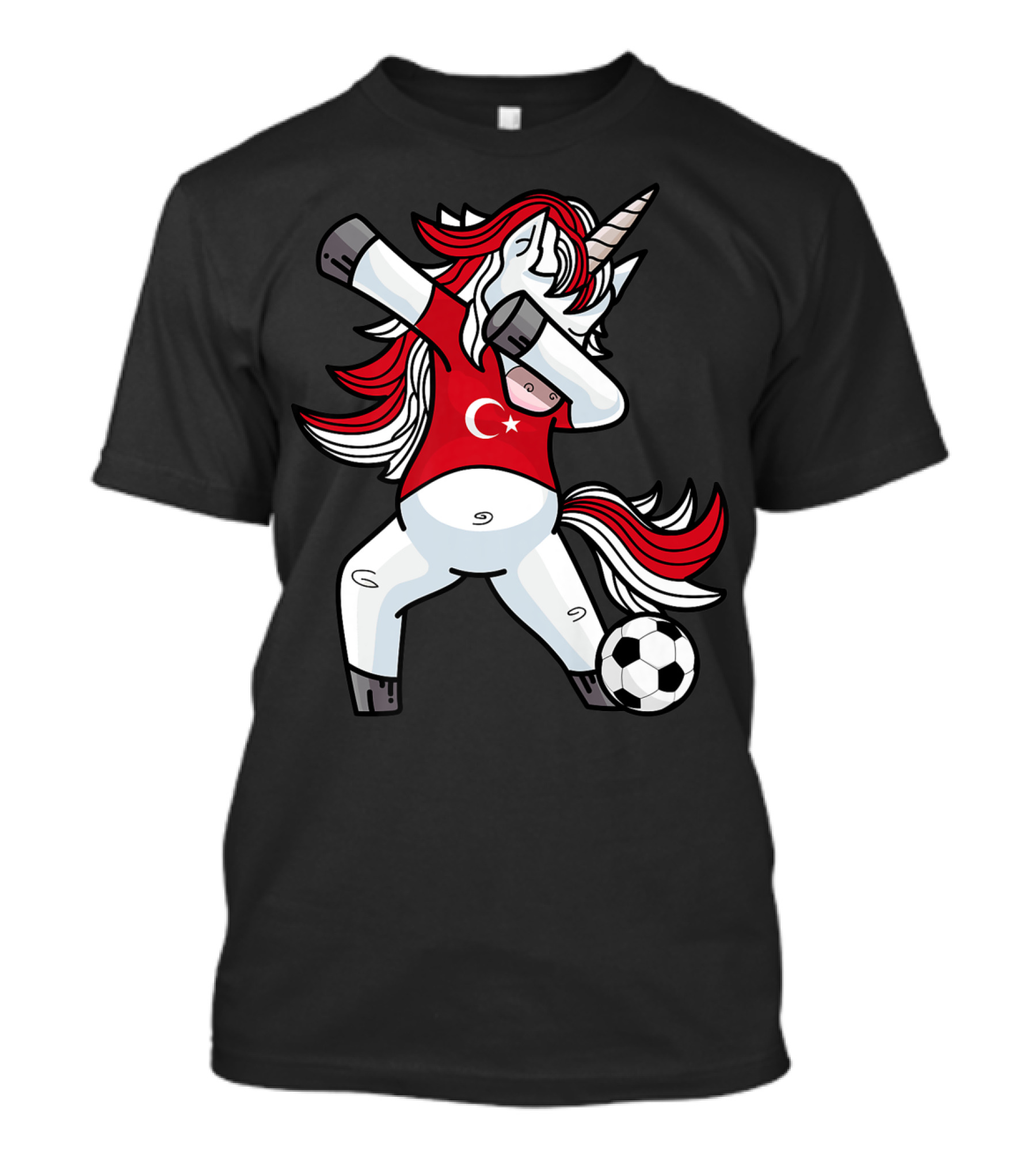 Dabbing Unicorn In Turkish Soccer Outfit With Ball T-Shirt