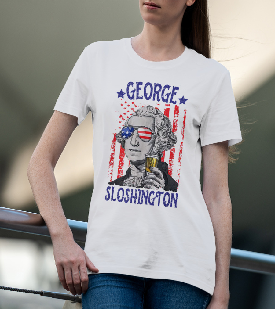 George Sloshington American Flag Beer Patriotic T-Shirt