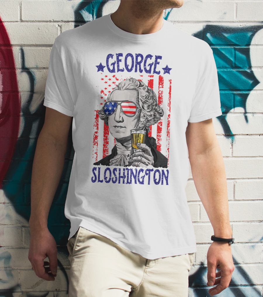 George Sloshington American Flag Beer Patriotic T-Shirt