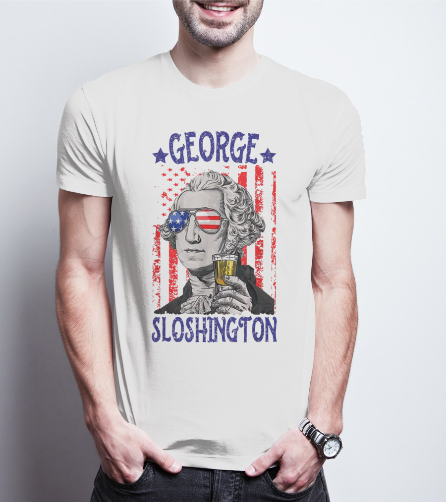 George Sloshington American Flag Beer Patriotic T-Shirt