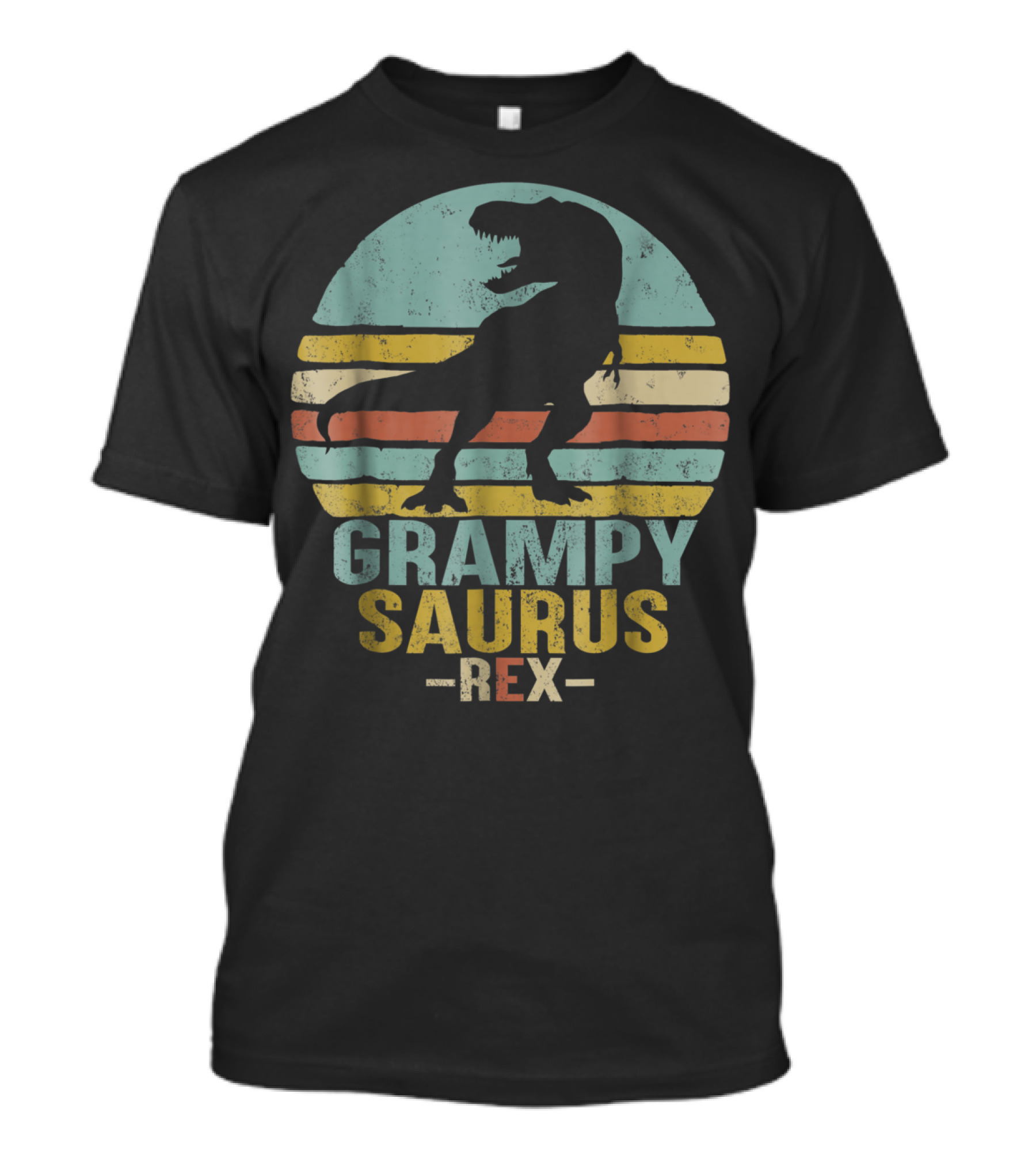 Grampysaurus Rex Funny Dinosaur Retro Sunset Stripes Grampy Sau T-Shirt