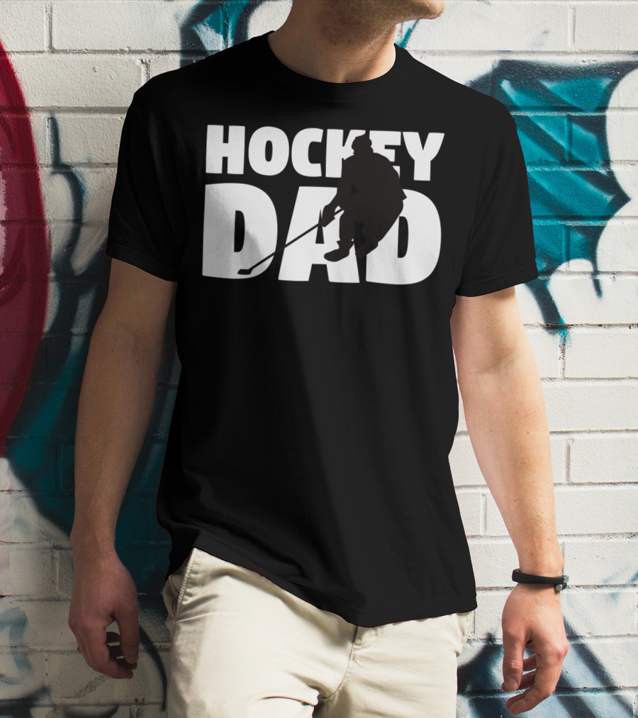 Hockey Dad Father Silhouette Hockey T-Shirt