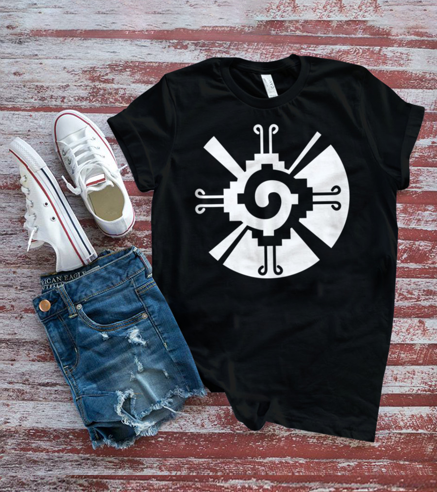 Hunab Ku Mayan Aztec Sacred Symbol Black And White Geometric T-Shirt
