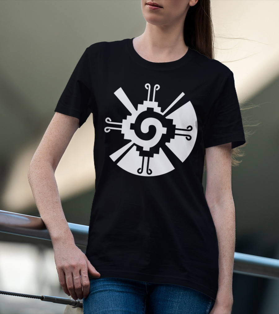Hunab Ku Mayan Aztec Sacred Symbol Black And White Geometric T-Shirt