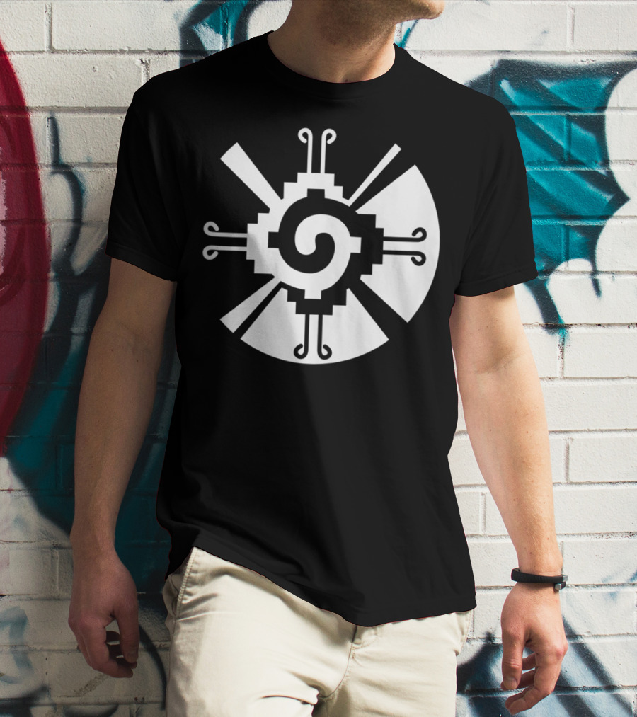 Hunab Ku Mayan Aztec Sacred Symbol Black And White Geometric T-Shirt