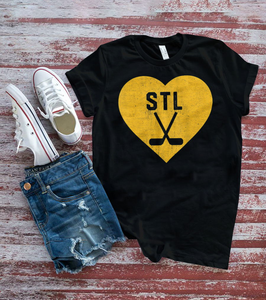 STL Heart With Hockey Sticks St Louis Hockey T-Shirt