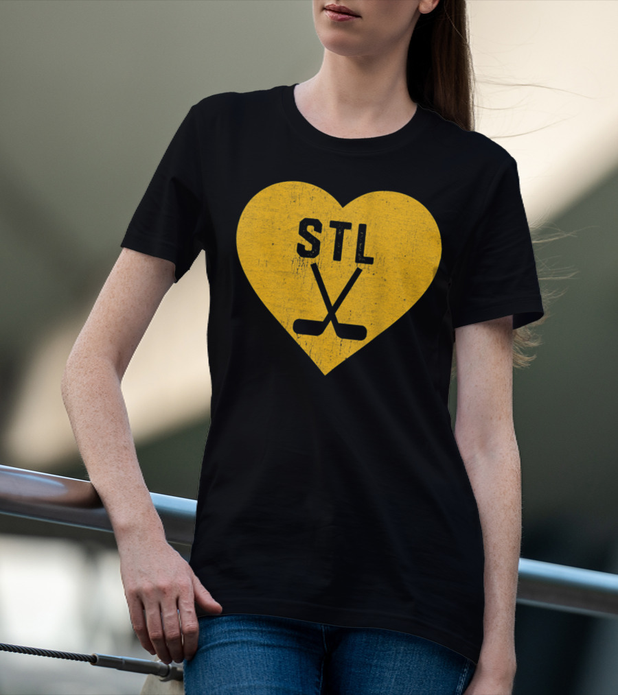 STL Heart With Hockey Sticks St Louis Hockey T-Shirt