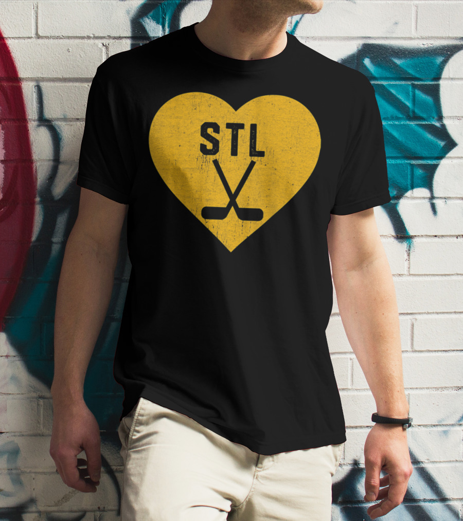 STL Heart With Hockey Sticks St Louis Hockey T-Shirt