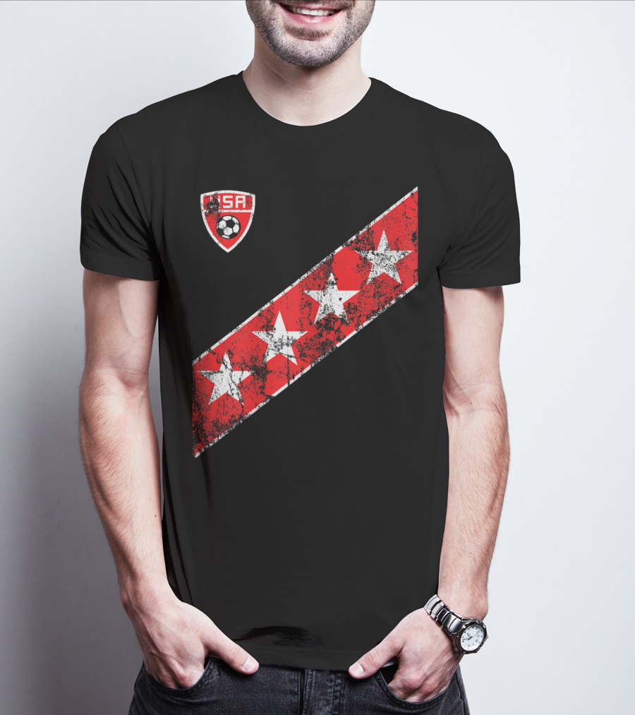 USA Soccer Stars Emblem With Red And White Stripes T-Shirt