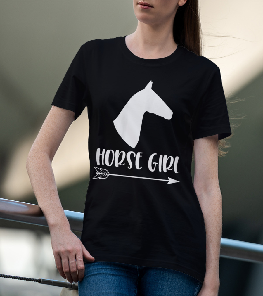 White Horse Girl Silhouette With Arrow I Love My Horses NY T-Shirt