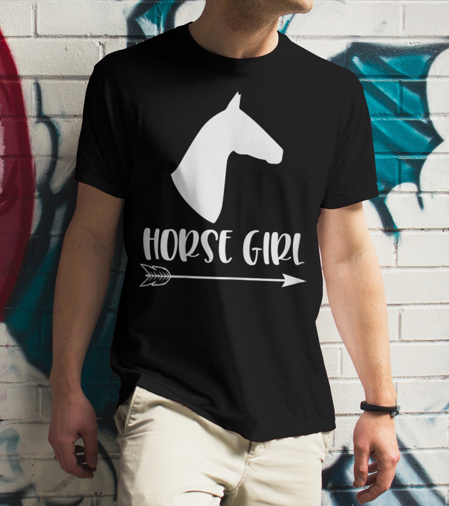 White Horse Girl Silhouette With Arrow I Love My Horses NY T-Shirt