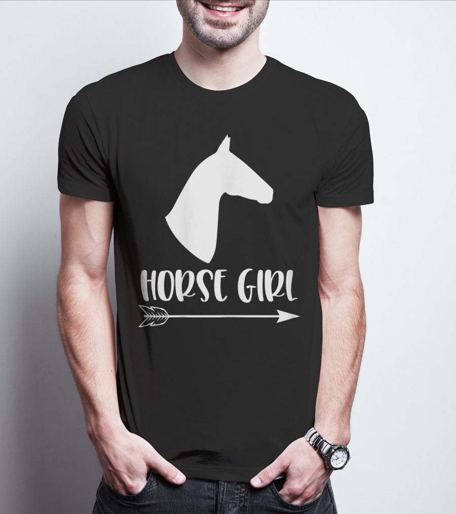 White Horse Girl Silhouette With Arrow I Love My Horses NY T-Shirt