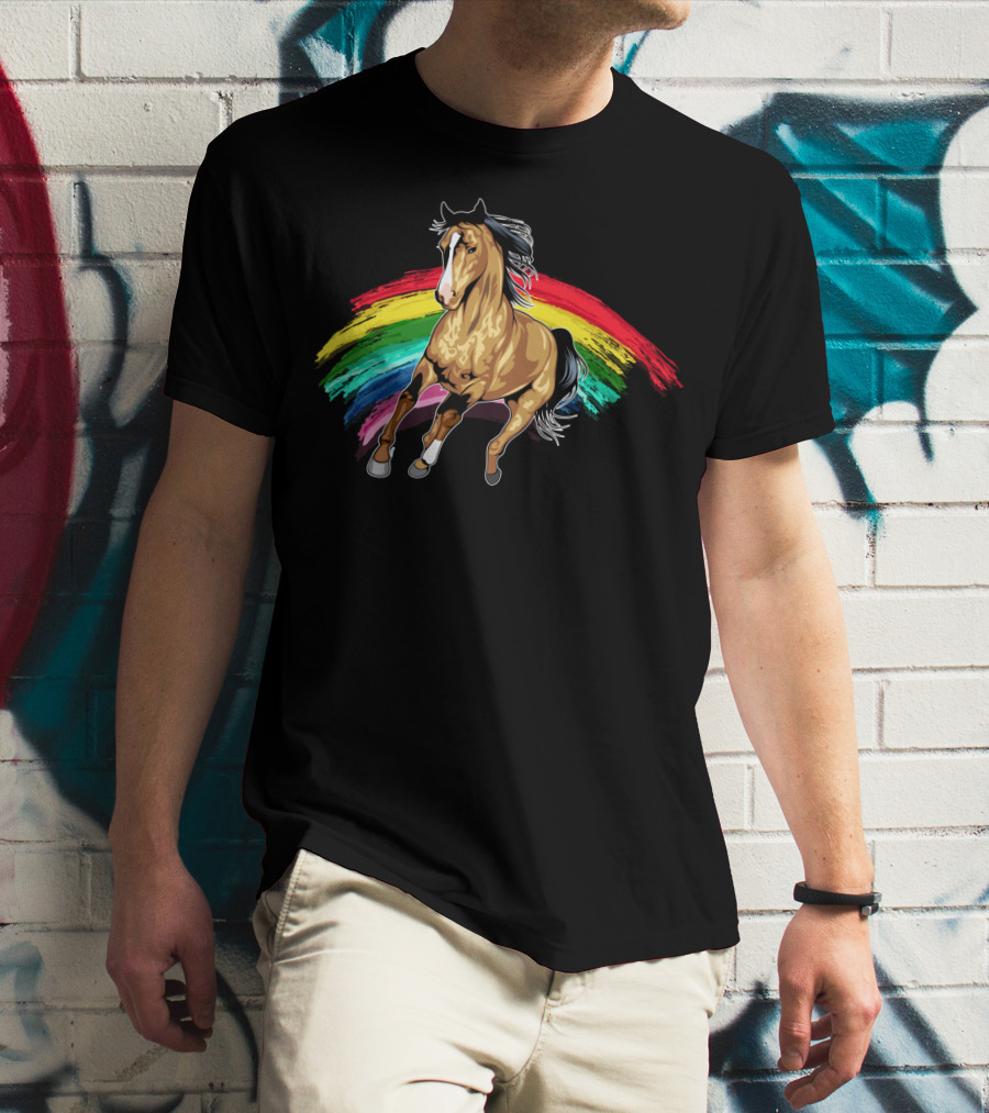 Cute Horse With Vibrant Rainbow For Horse Lovers T-Shirt