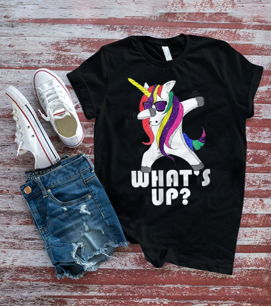 Dabbing Unicorn Rainbow Horse What's Up? T-Shirt