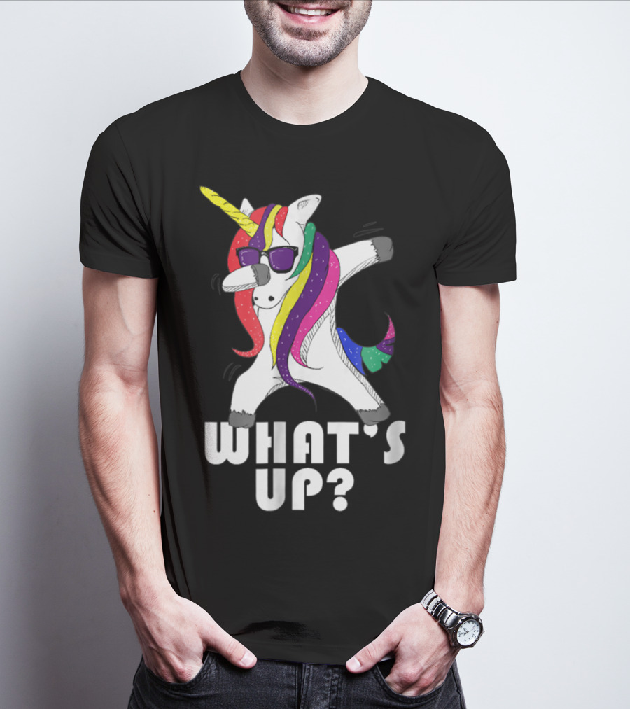 Dabbing Unicorn Rainbow Horse What's Up? T-Shirt
