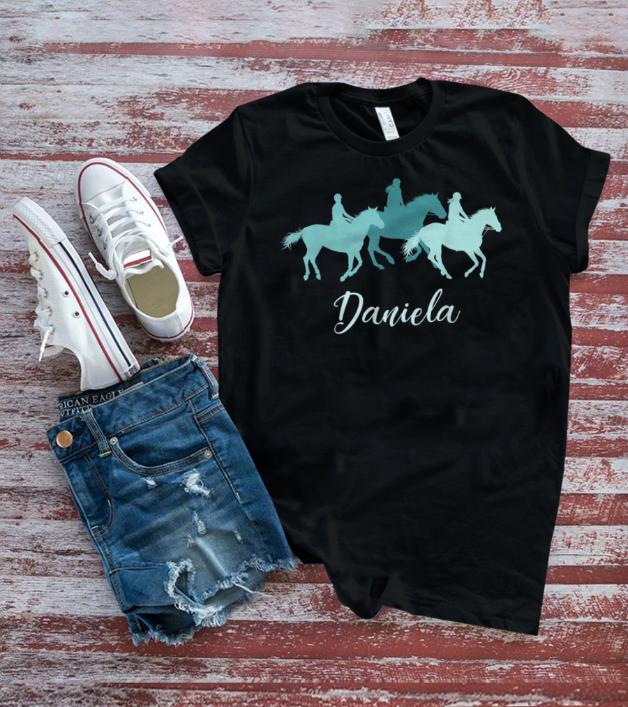 Daniela Horse Girl Rider Silhouette Personalized Name T-Shirt