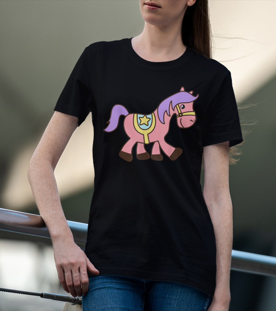 Happy Pink Pony With Purple Mane And Star Saddle T-Shirt
