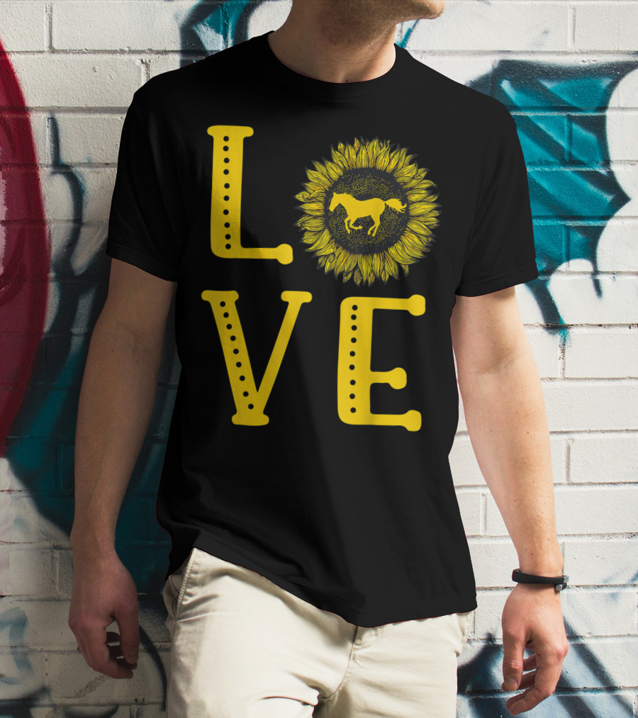 Love Sunflower Horse Lovers Cute Horse Girl T-Shirt