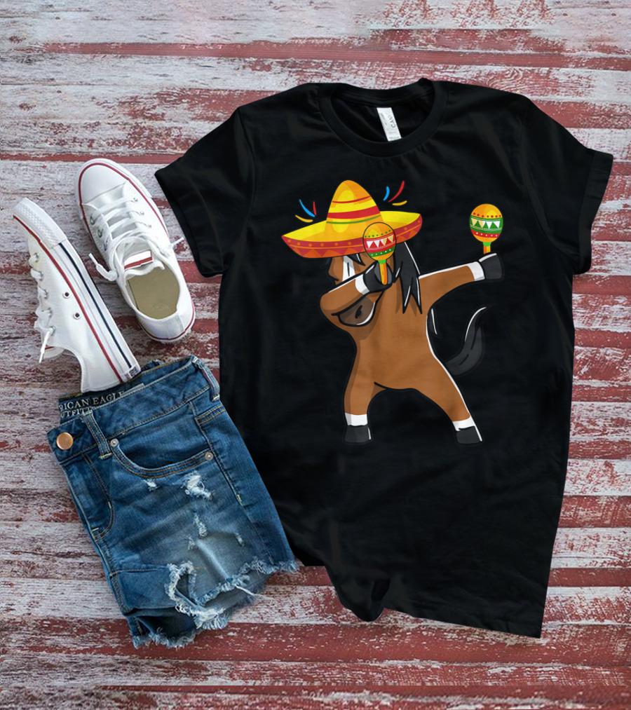 Dabbing Horse Sombrero Maracas Mexican Cinco T-Shirt