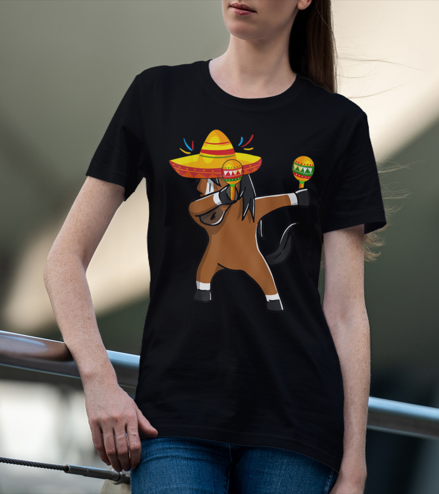 Dabbing Horse Sombrero Maracas Mexican Cinco T-Shirt